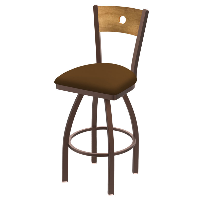 830 Voltaire Swivel Bar & Counter Stool, Medium Maple, Canter Thatch Vinyl / Black Wrinkle Frame, Bar Stool (30" Seat Height)