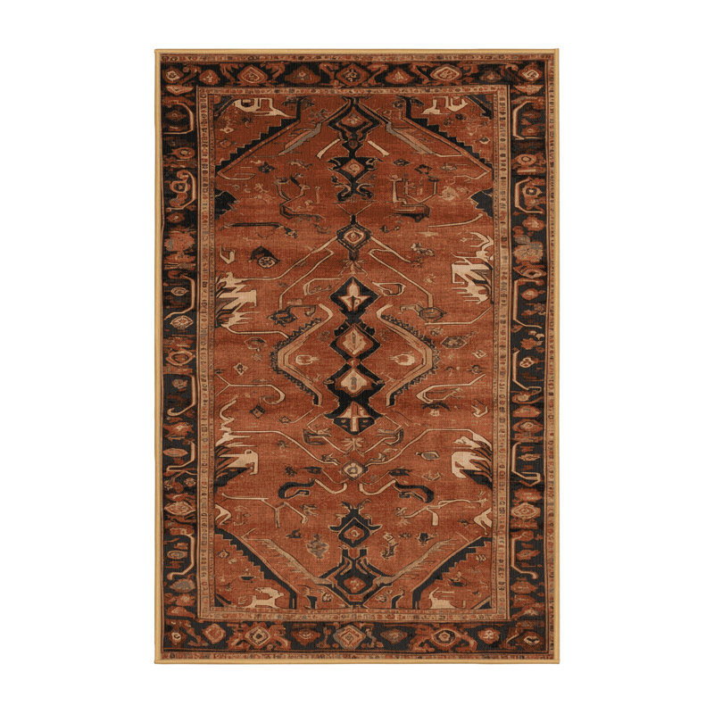 Machine Washable Persian Brown Area Rug, Runner 2' x 5'