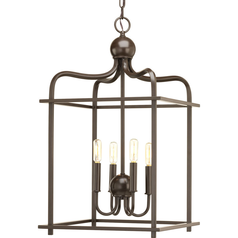 Lustre carré à 4 lumières Elsworth, Bronze antique