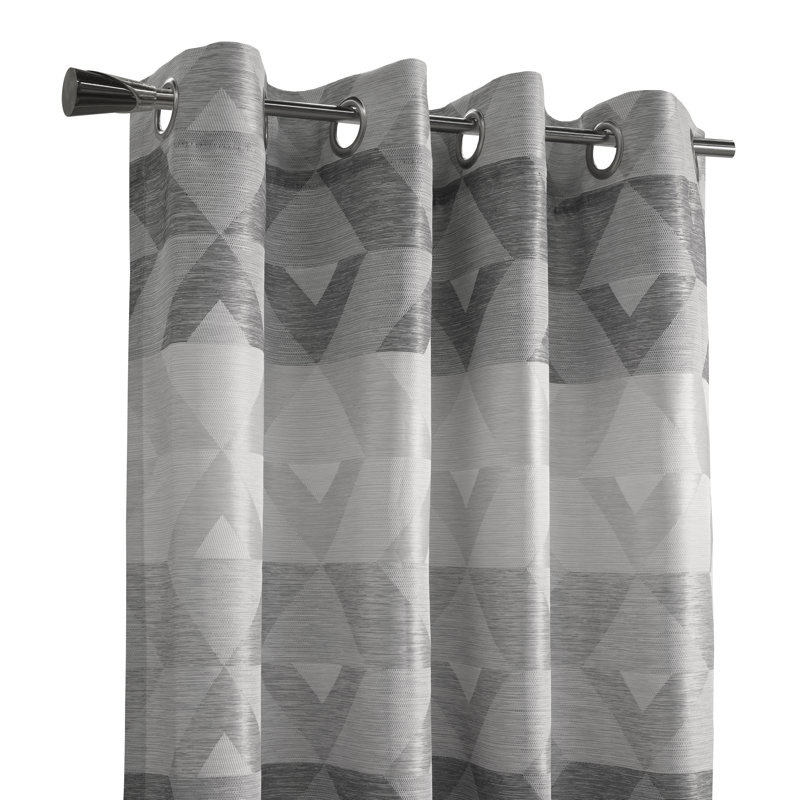 Abstract Semi-Sheer Grommet Single Curtain Panel, 52" W x 84" L