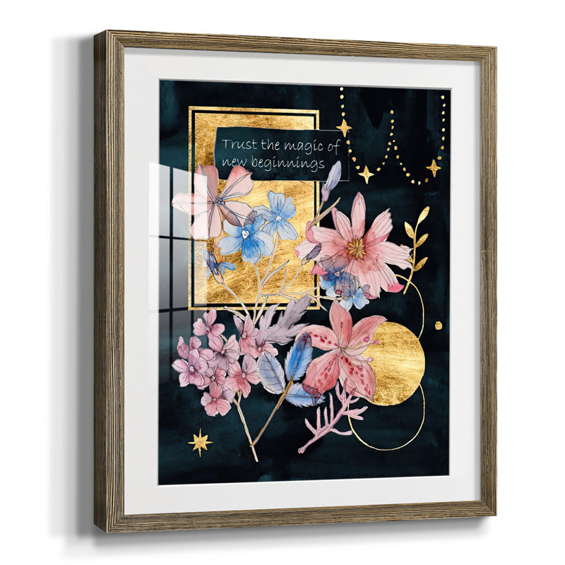 Blush Abstract III, Papier avec cadre noyer, Blanc