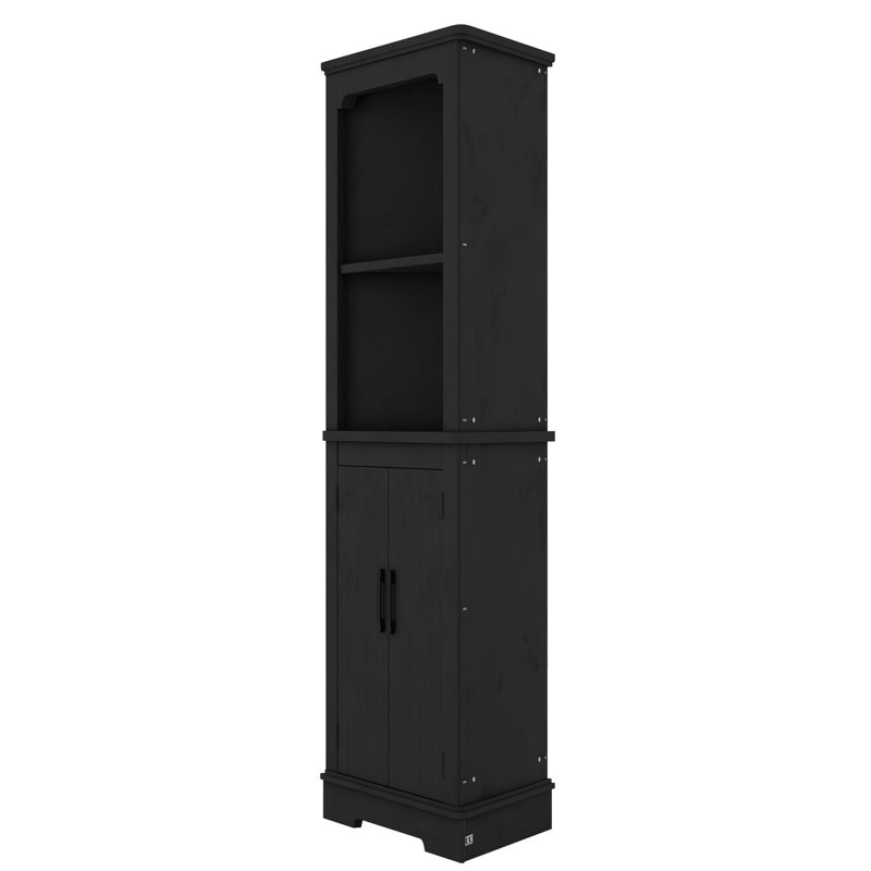 Beige Corner Cabinet With Ample Storage, Black