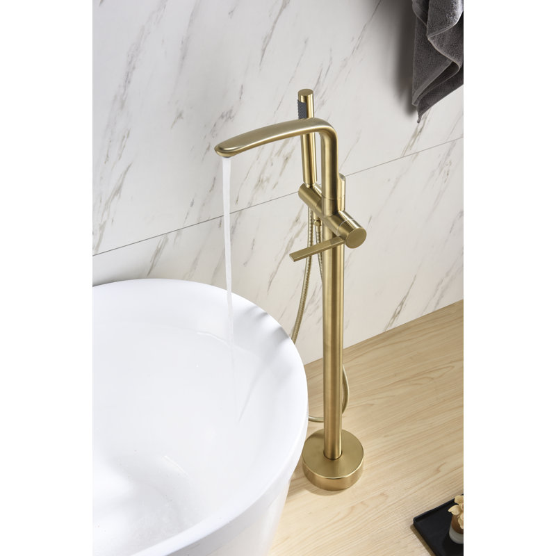 SevenFalls Floor Tub Spout with Diverter, Brushed Gold