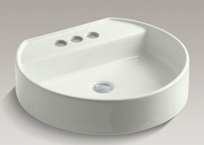 Chord Wading Pool Vessel Bathroom Sink, White, 4" Centers