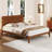 Mid-Century Modern Queen Size 12 Inch Bamboo Wood Platform Bed With Wood Slat Metal Support, No Box Spring Needed, Easy Assembly-649038828-649038827