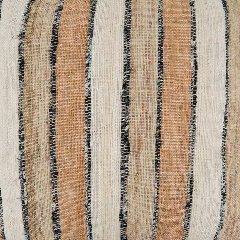 Luxe Striped Cotton Throw Pillow in Blue, Black, and Tan - 27" x 24.5"