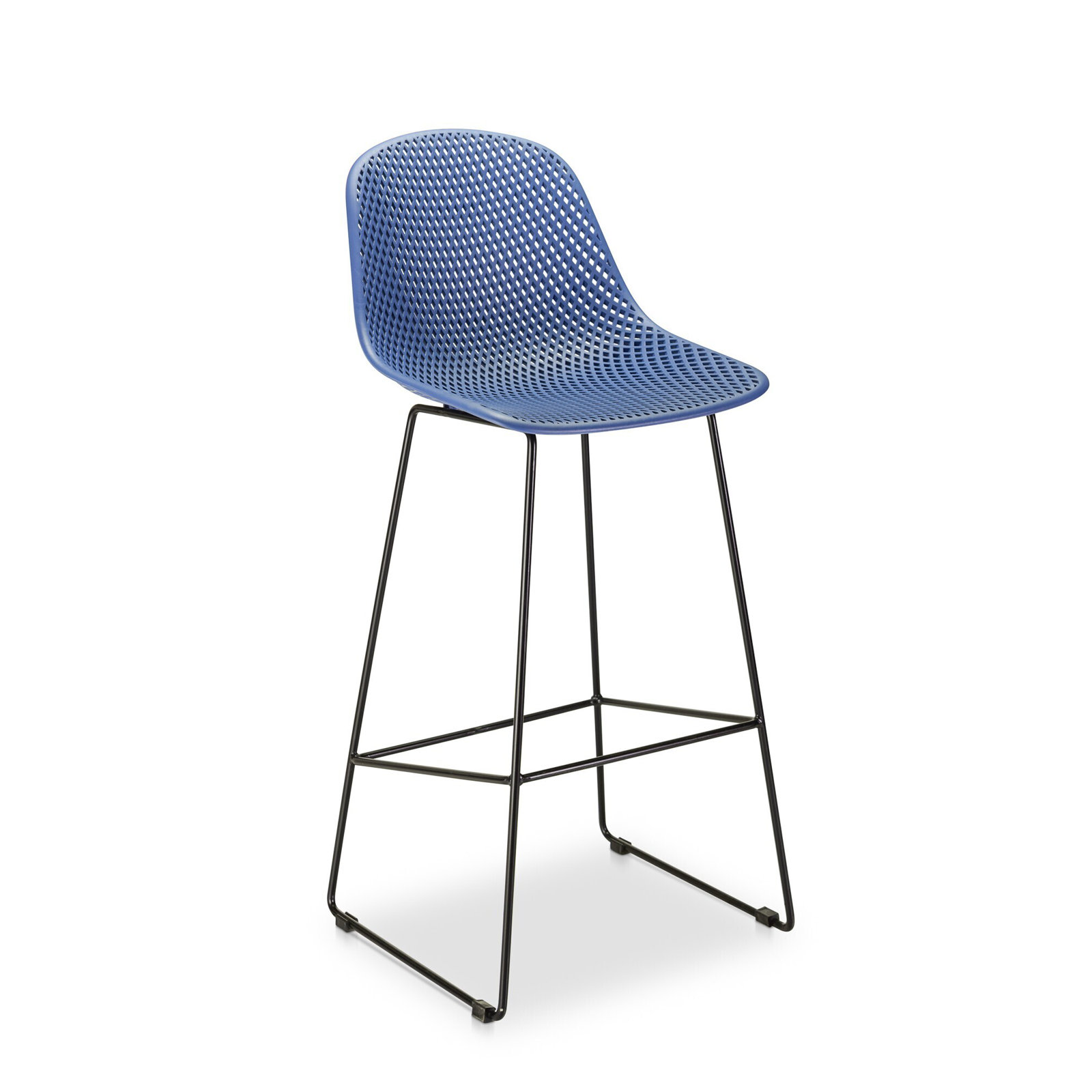 Dusti Iron Outdoor Bar Stool, 29.25" H, Navy