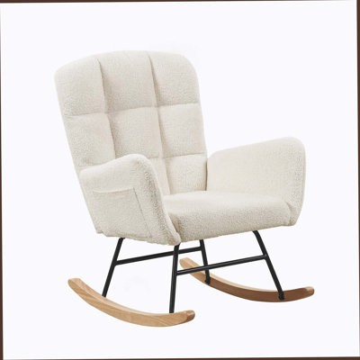 Cream White Teddy Rocking Armchair