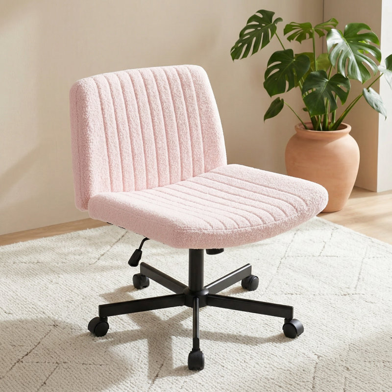 Chaise de bureau Keyri Criss, Rose, Roue simple, Teddy