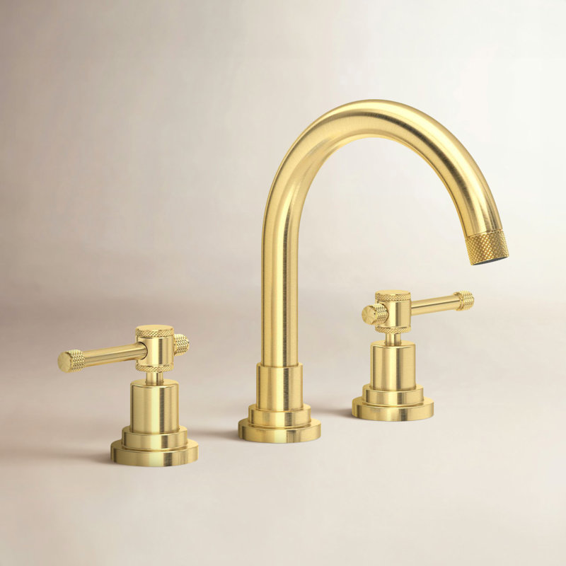 Jacalyn Widespread Lavatory Faucet With C-Spout, Satin Unlacquered Brass