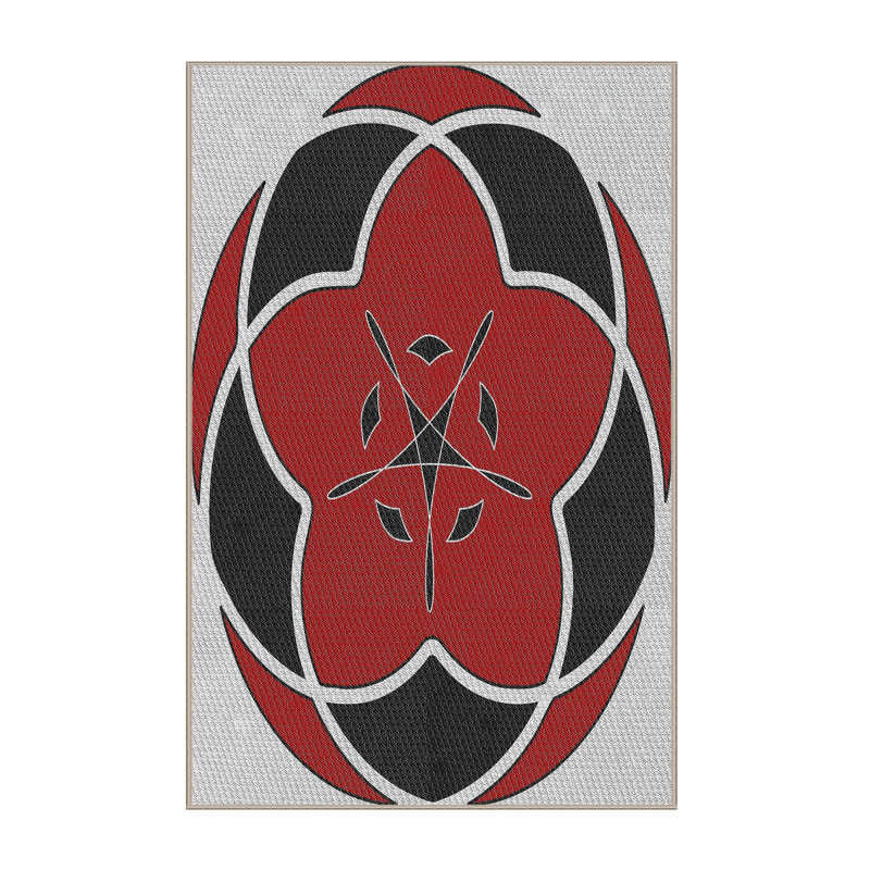 Tapis noir/vert à motifs, Rectangle 4 pi x 6 pi