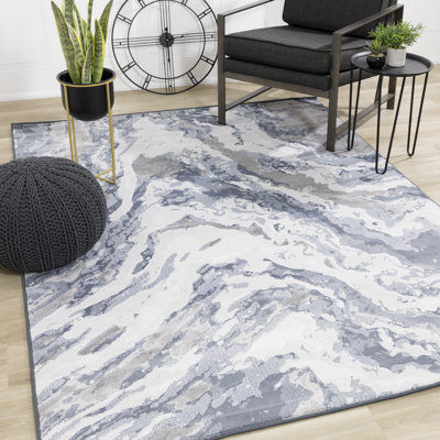 Tapis abstrait bleu / gris Lilith