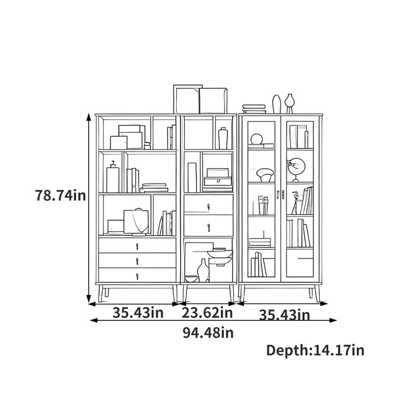 Bibliothèque tout en bois massif