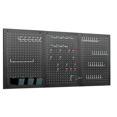 Ensemble d'organes muraux perforés muraux 62 pièces LUGO, 24 po x 16 po, noir