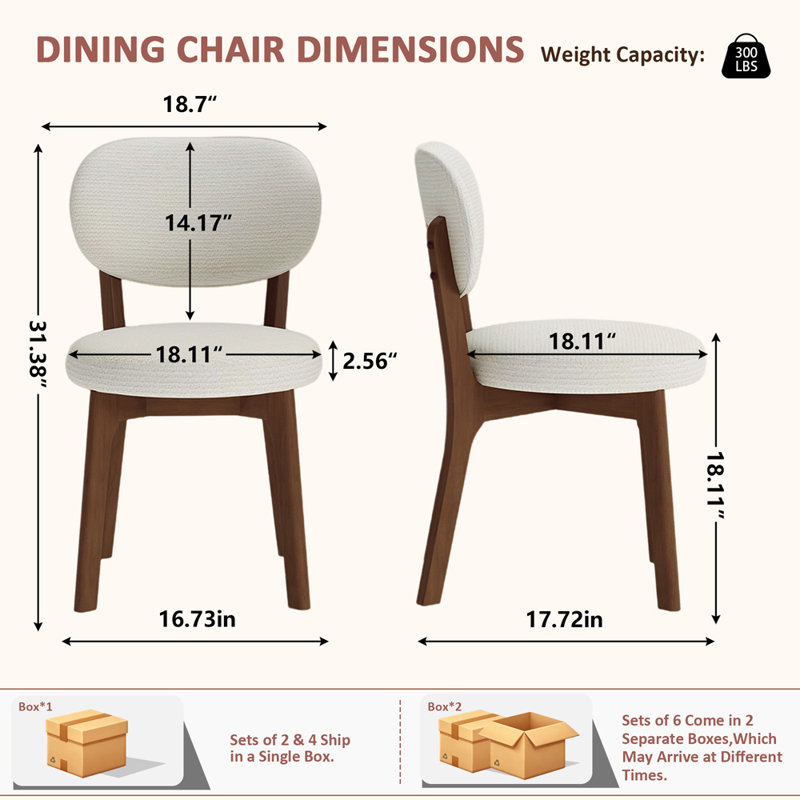 Chaises de salle à manger en bois massif recouvertes de tissu (ensemble de 4)