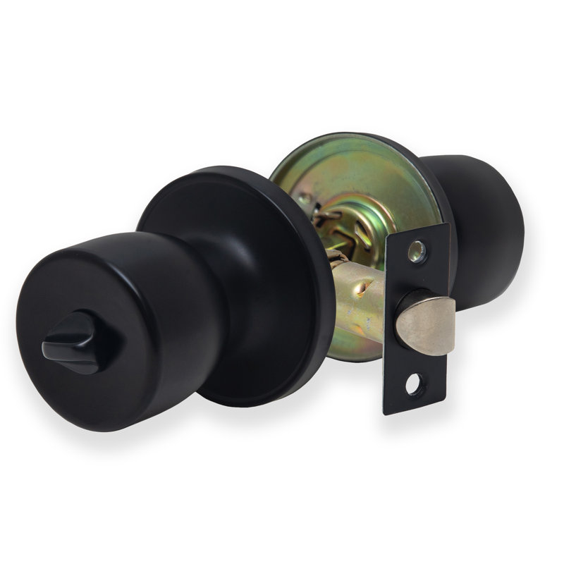XFORT Tulip Privacy Knob Set, Door Knob with Lock for Internal Wooden Bathroom Doors, Matt Black
