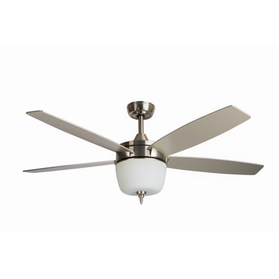 Ventilateur de plafond Tulip en nickel brossé de 52 pouces avec ensemble d'éclairage DEL et télécommande