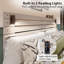 Structure de lit très grand blanc avec tête de lit haute de 51 po, lampes de lecture intégrées et finition en bois rustique-500593517-501508214