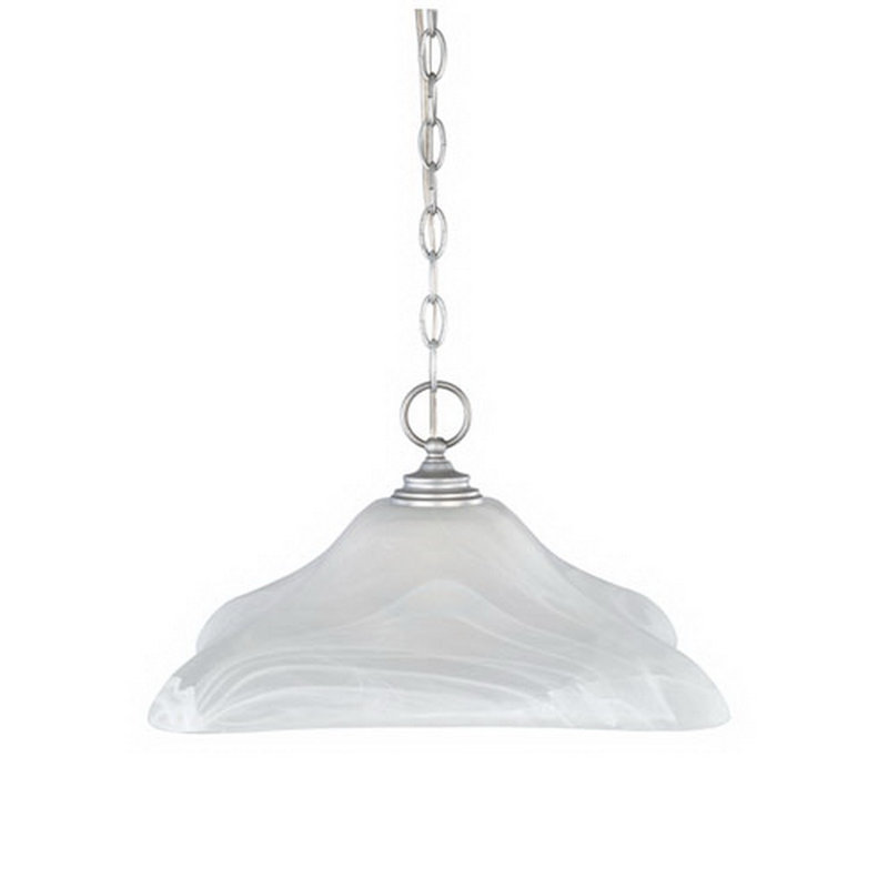 Luminaire suspendu en forme de dôme à 1 lumière Holm, Étain mat, Blanc