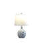 20 Inch Table Lamp, Luxurious Lattice Ceramic Body, Drum Shade, Blue Silver