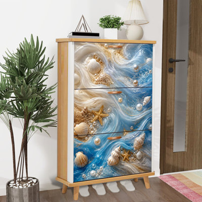 Armoire de rangement pour chaussures avec 3 tiroirs rabattables pour organisateur de rangement pour chaussures Ocean Wave