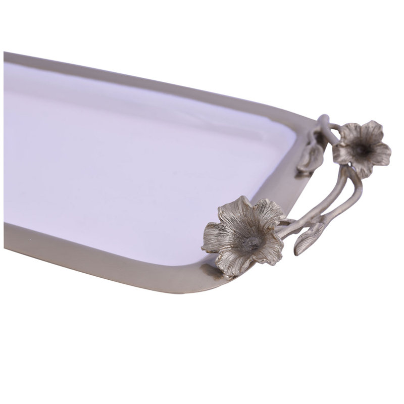 Elegant Enamel Serving Tray with Rosemary Handles for Stylish Christmas Decor, Gifting and Home Entertaining