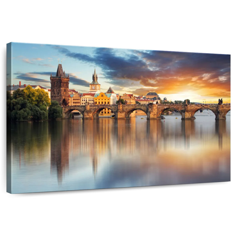 Lilie, pont Charles au crépuscule, H 8 po x l 12 po