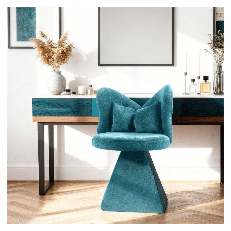 Fauteuil de coiffeuse Butterfly Back, fauteuil d'appoint pivotant à 360 ° avec velours chenille