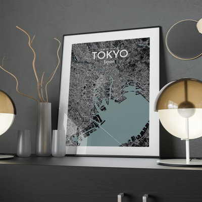Tokyo City Map In Midnight - No Frame Print