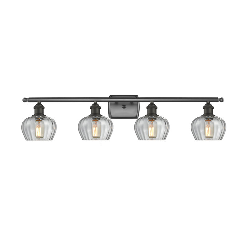Éclairage de salle de bain à intensité variable 4 lumières Patrina, Ampoule DEL 6 watts Vinage, Transparent, Bronze huilé