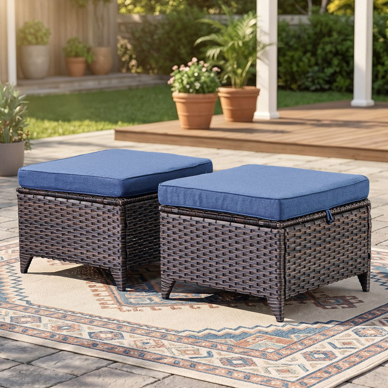 Outdoor Ottoman, Bule, Brown