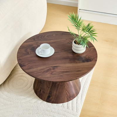 Table basse circulaire en panneau de fibres à densité moyenne en bois de noyer - diamètre 23,6 pouces (sans la chaise)