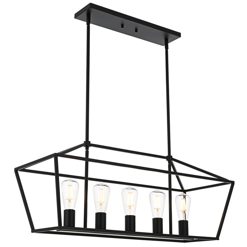 Luminaire suspendu 5 lumières pour îlot de cuisine, Noir
