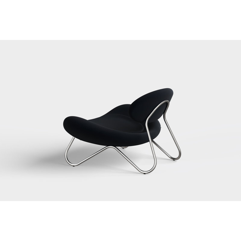 Meadow Lounge Chair, Black Painted Steel Frame, Brushed Stainless Steel, Natural Polyester Blend