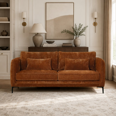 80 Inch Modern 3-Seater Sofa with Metal Legs , 3 Seat Modern Chenille Upholstered Comfy Sofa for Living Room, Apartment