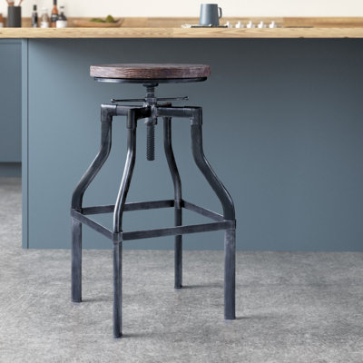 Dylan Swivel Adjustable Height Counter Stool with Metal Frame