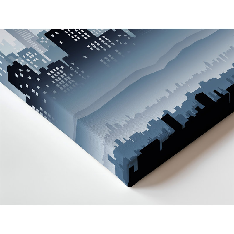 Toile «A Hazy City Skyline At Dawn» avec une silhouette d'art mural, H 12 po x l 9 po