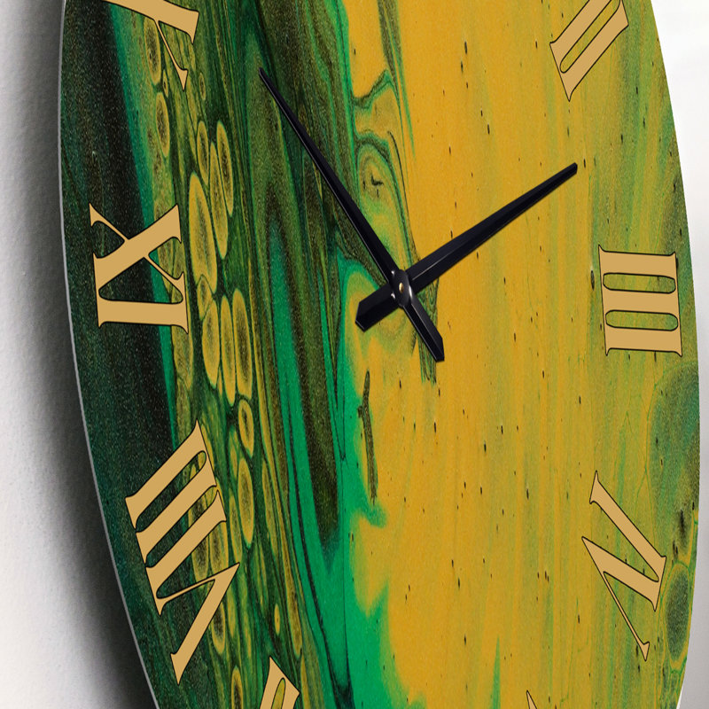 Marbre paysage avec beige foncé et bleu I - horloge murale moderne, Petit