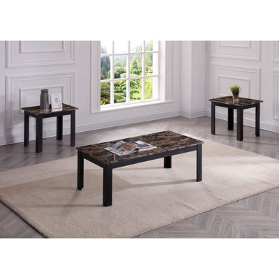 Ensemble de tables basses à 4 pieds en faux marbre