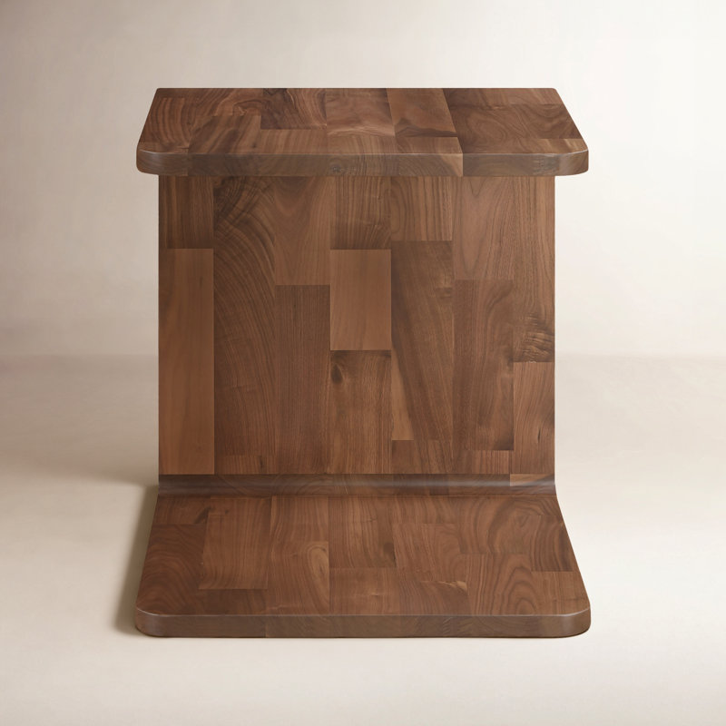 Rosalia Carrie Solid Wood C-Shaped Side Table, Walnut