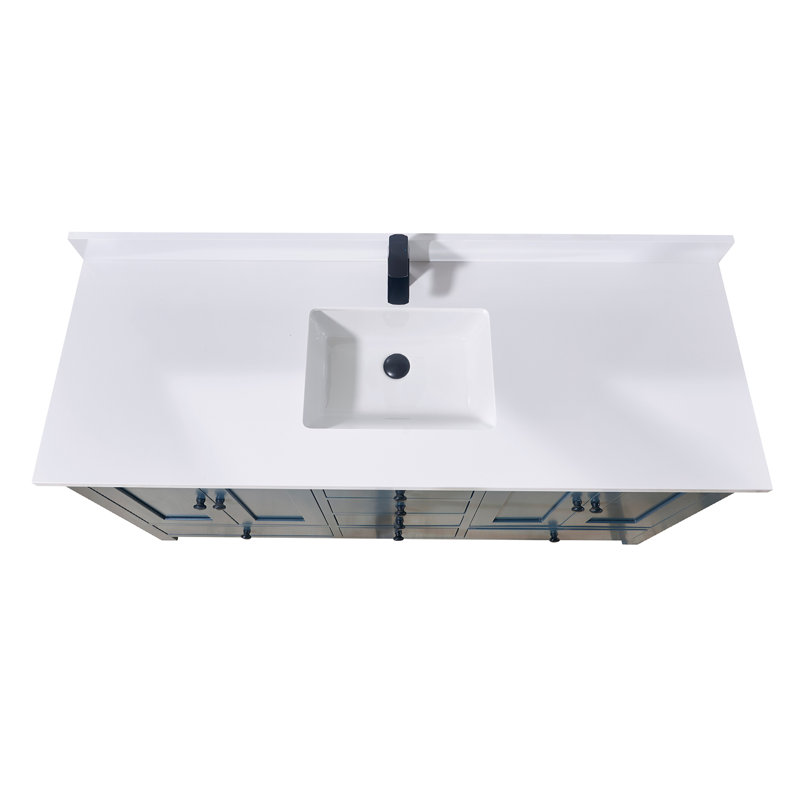 61'' Snow White Ceramic Bathroom Vanity Top with Sink