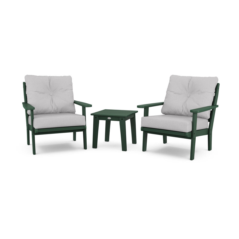 Lakeside 3-Piece Deep Seating Chair Set, Green, Granite