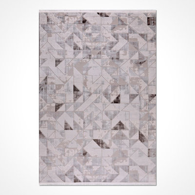Modern/Abstract Beige Machine Washable Non-Slip Area Rug