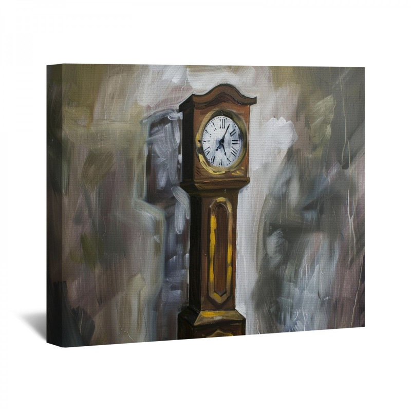 Horloge de grand-père, reproduction sur toile, H 11 po x l 14 po x P 3 po