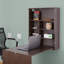 Basicwise Wall Mounted Folding Table with Shelves - Fold Down Murphy Workstation for Small Spaces - Space Saving Floating Solution, Wood, 34.25 x 23.5 x 59.5 in, Brown - Home Office Writing Surface-456876213