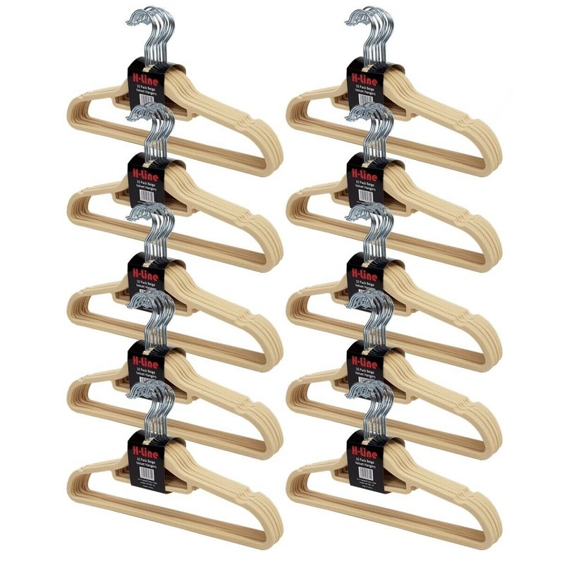 Velvet Standard Hanger for Dress/Shirt/Sweater, Beige
