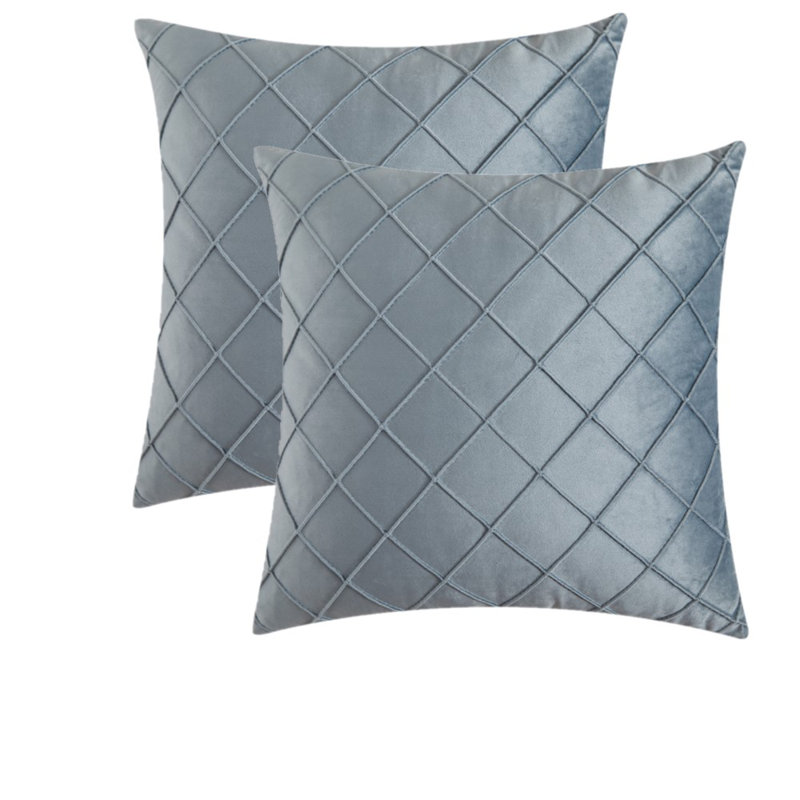 Coussins décoratifs en velours, sans insertions, 18 po x 18 po, Bleu clair, Carré