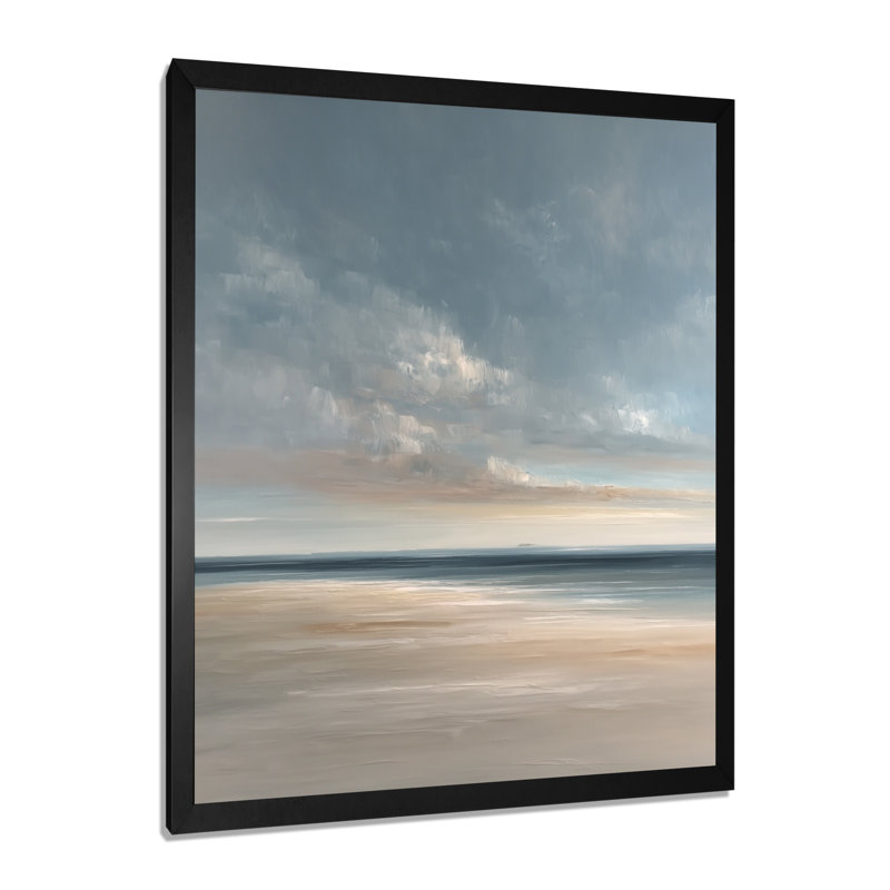 Coucher de soleil doré, impression sur toile encadrée, art côtier brun, H 20 po x l 12 po, Reproduction encadrée, Noir