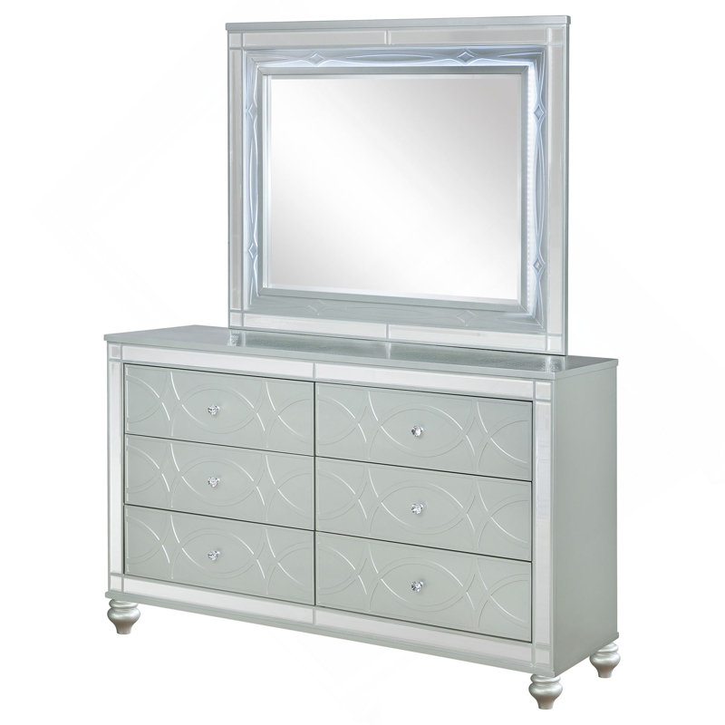 Commode 6 tiroirs avec miroir Metallic