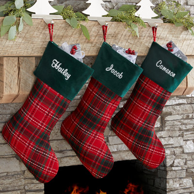 Holiday Plaid Personalized Stockings